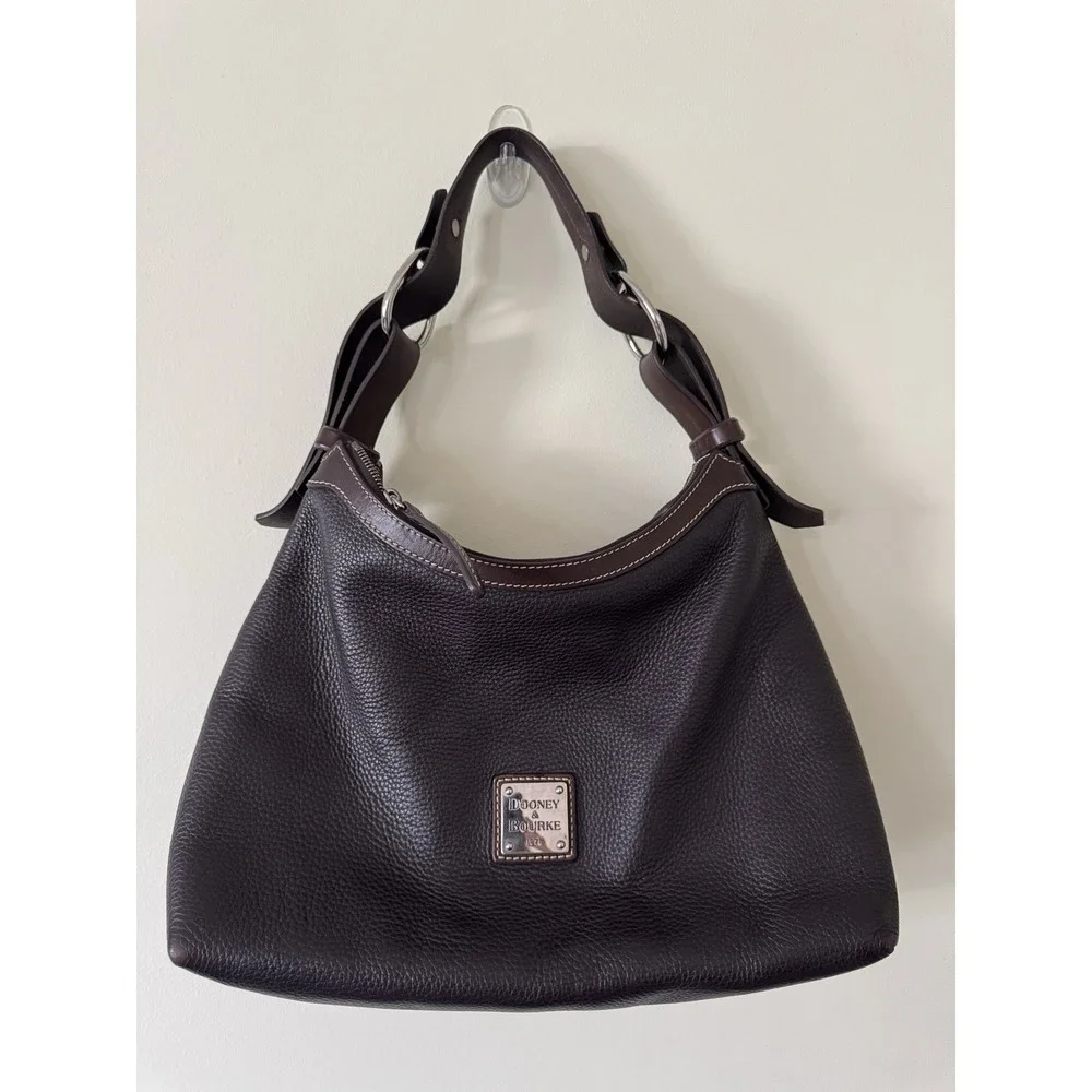 Dooney & Bourke Brown Pebble Grain Leather Hobo Shoulder Bag